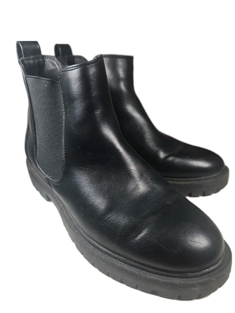 Dream Pairs  Chelsea Vegan Ankle Boot Women 7.5 Slip On Blk Goth Chunky Lugs[7C